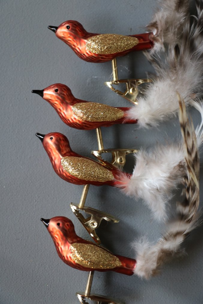 vogeltjes met knijpers voor kerstboom, Krebs Lauscha Christmas ball