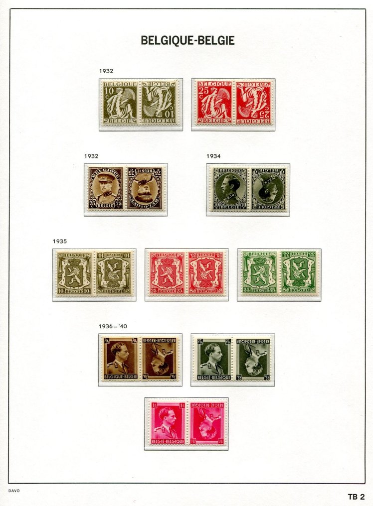 Belgium 1922/1978 Complete collection of upsidedown stamps OBP