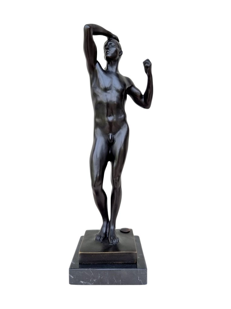 beeldje-l-age-d-arian-naar-rodin-brons-marmer-catawiki