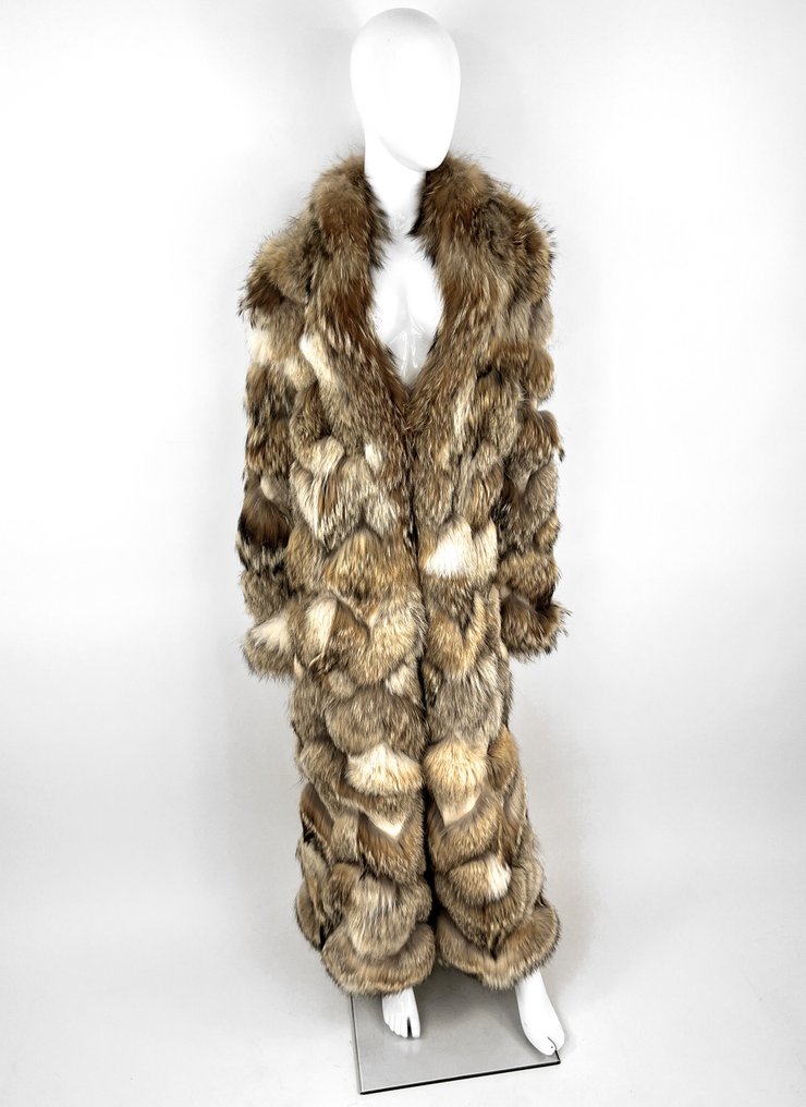manuskript Installation skylle Max Mara - Natural Coyote Fur & Leather Frakk, Pelsjakke - Catawiki
