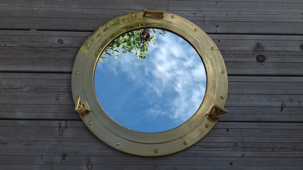 Large boat porthole mirror 47 cm brass and glass Catawiki