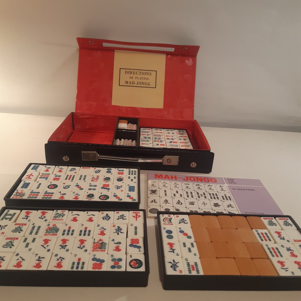 legaal vragenlijst Radioactief Revanche Mahjong spel - originele Mah jong (1) - Bamboe - Catawiki