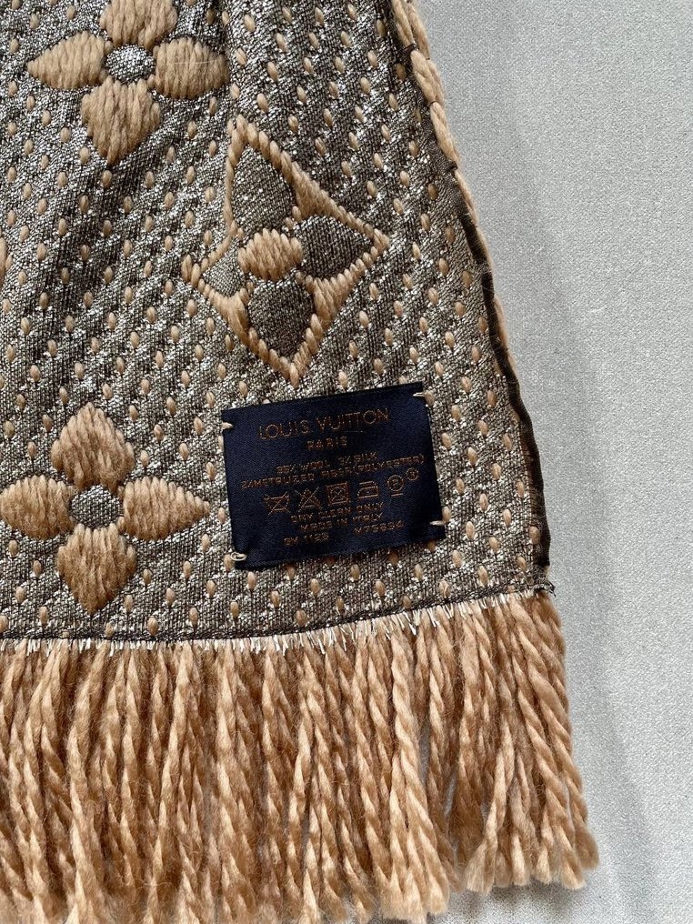 Louis Vuitton Beige Wool & Silk Logomania Shine Scarf Louis Vuitton
