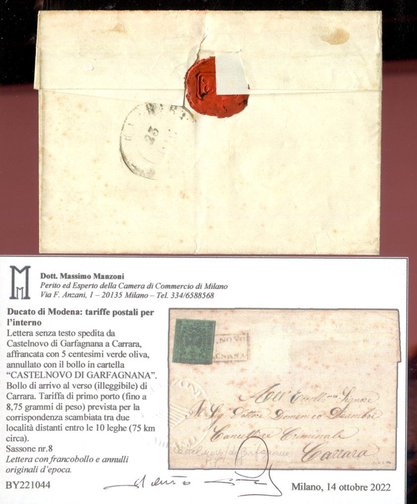 Italian Ancient States - Modena 1852 - 5 cents with dot ...