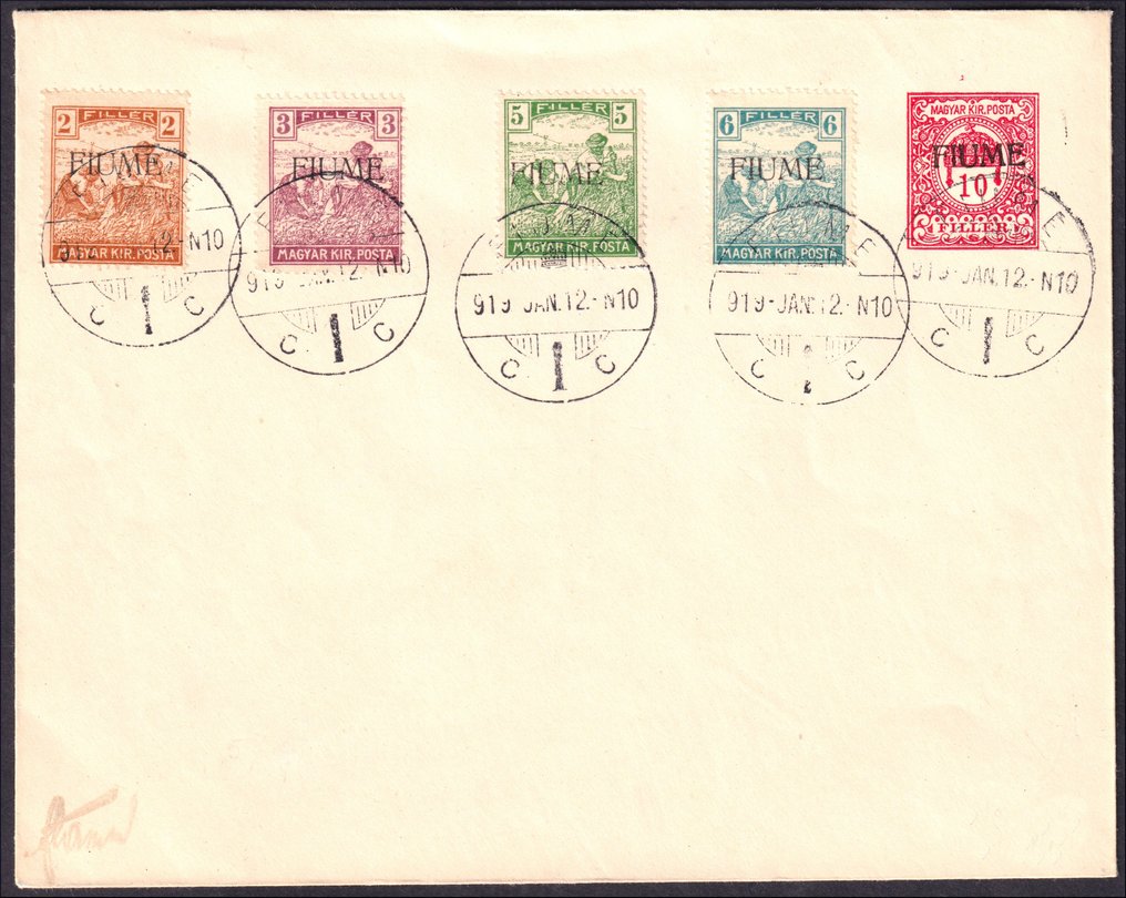 Fiume 1919 - Lotto di quattro affrancature con francobolli ...