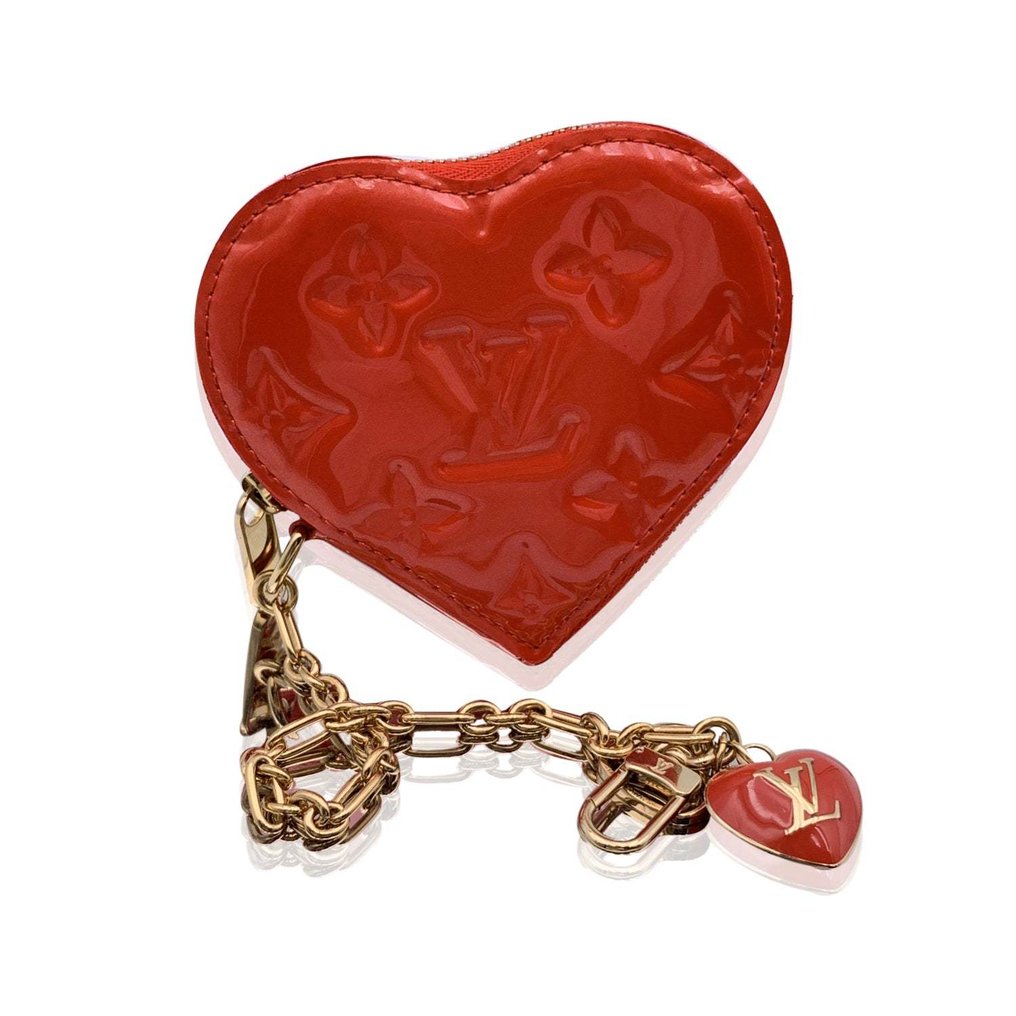 Louis Vuitton Red Vernis Heart Coin Purse