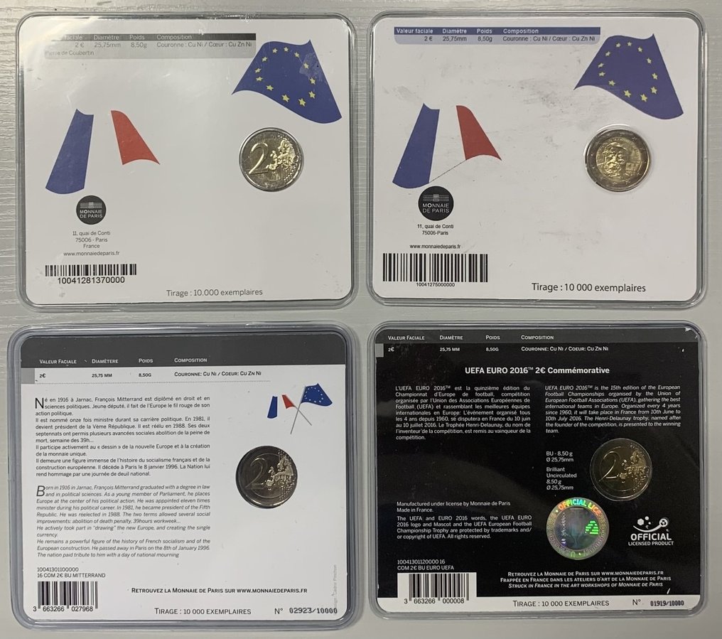 France 2 Euro 2012/2016 BU ensemble de 4 x 2 € Catawiki