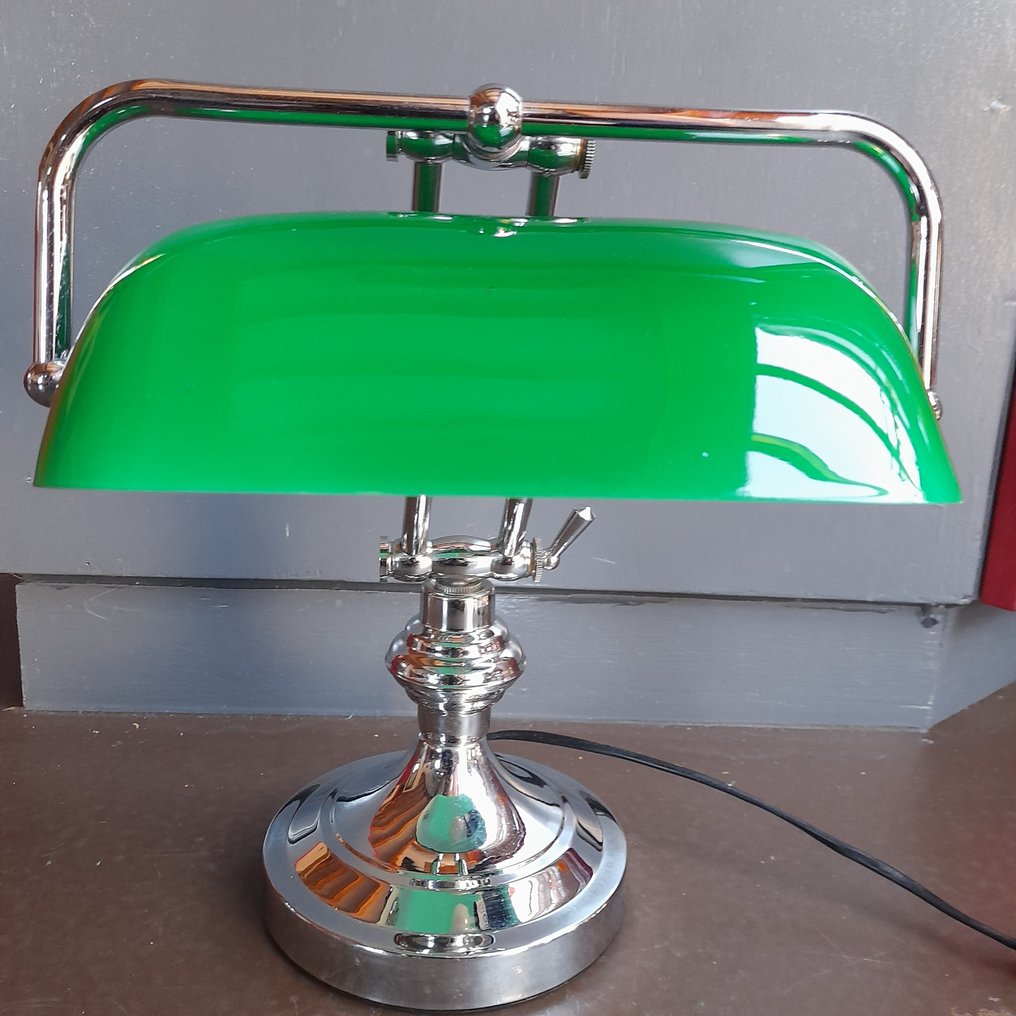 lampada da banchiere/lampada da notaio - vetro metallico - Catawiki