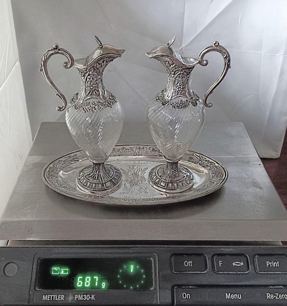 Vinagrera iglesia agua bendita y vino con bandeja - Plata, - Catawiki Vinagrera iglesia agua bendita y vino con bandeja - Plata, - Catawiki