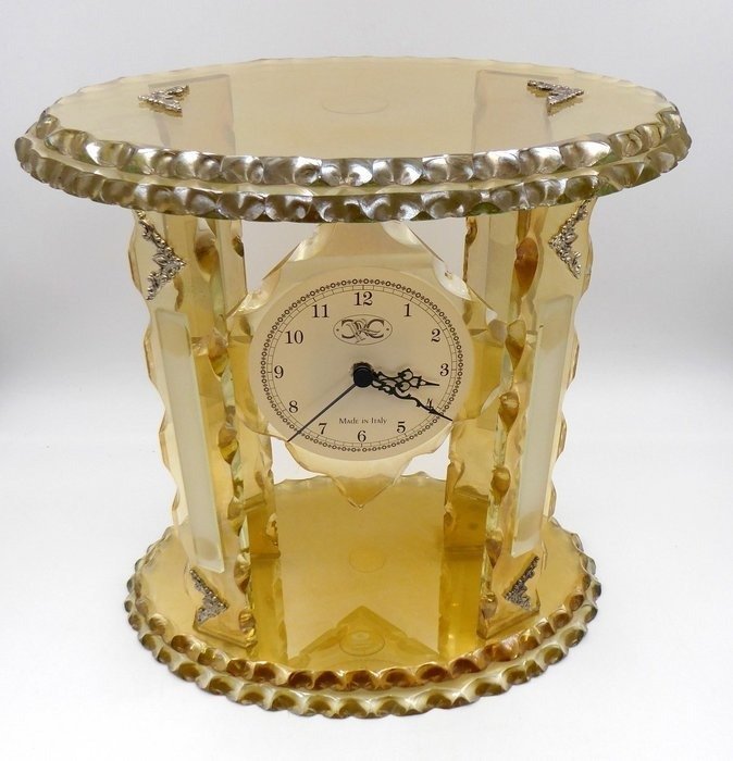 Glass table clock, original 1960s Glass, Silver laminated Catawiki