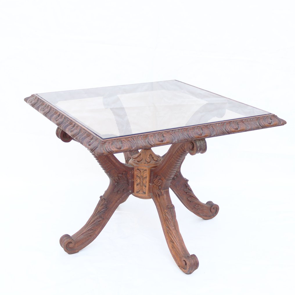 Carved wood side table Catawiki