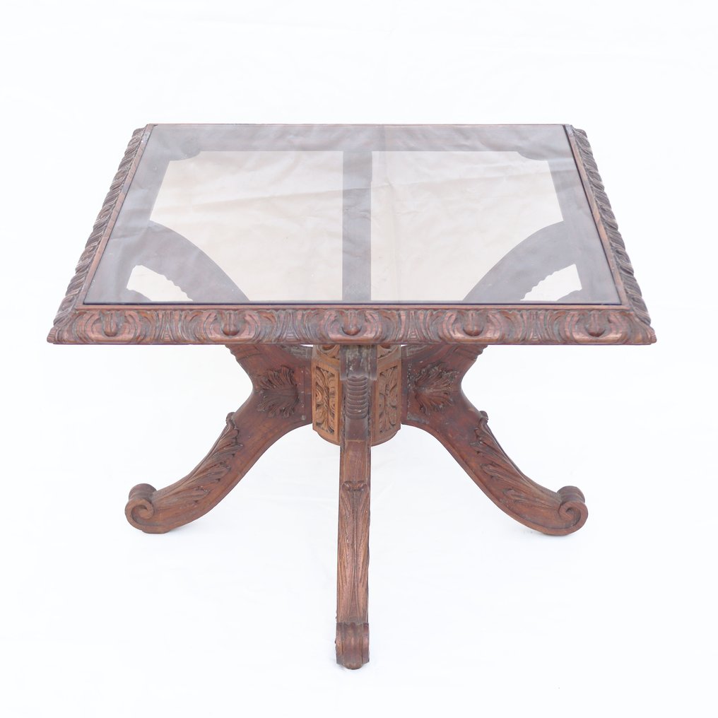 Carved wood side table Catawiki