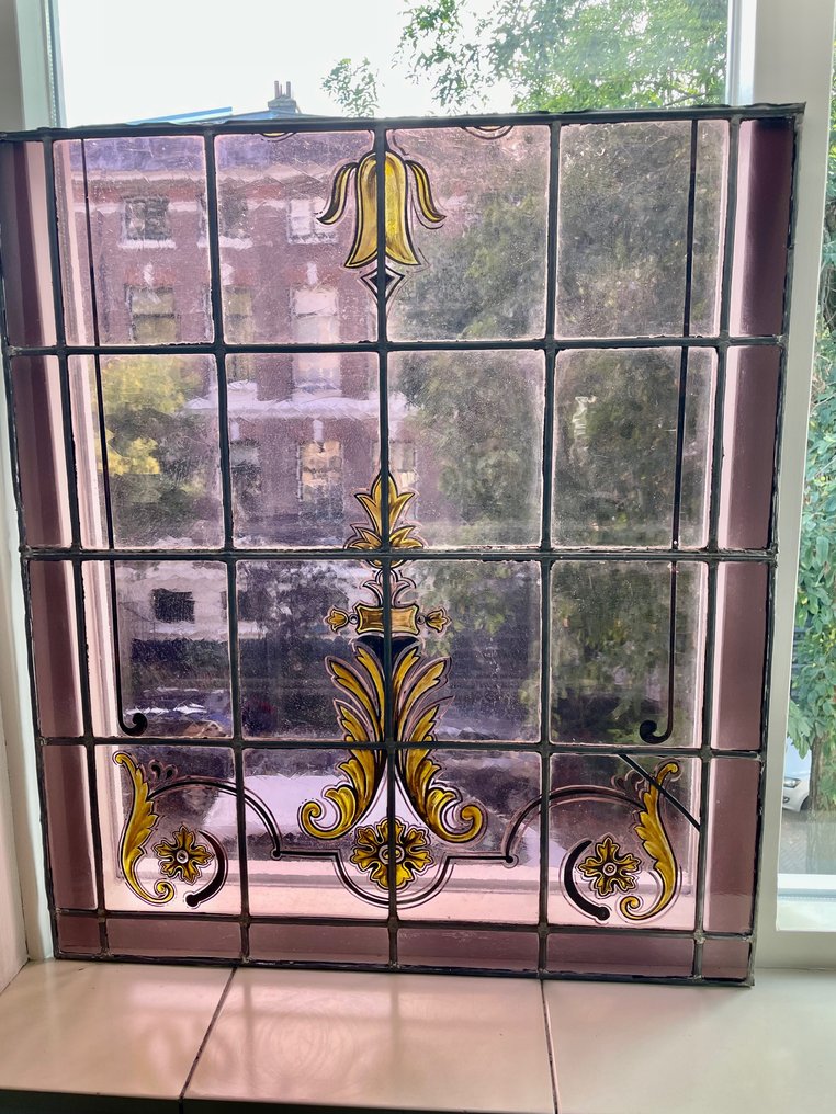 Old Hand Stained Glass Window Standing Amsterdam School Catawiki