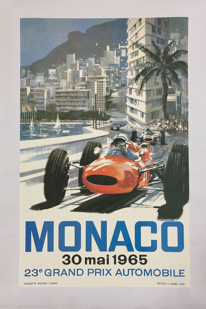 Original vintage poster Grand Prix de Monaco F1 1967 - Michael TURNER