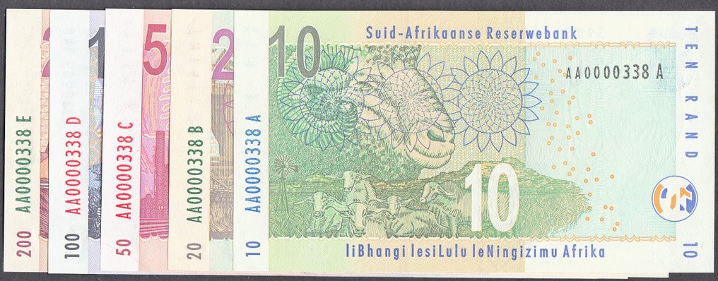 Νότια Αφρική - 10, 20, 50, 100, 200 Rand 2005 - all Nummer - Catawiki