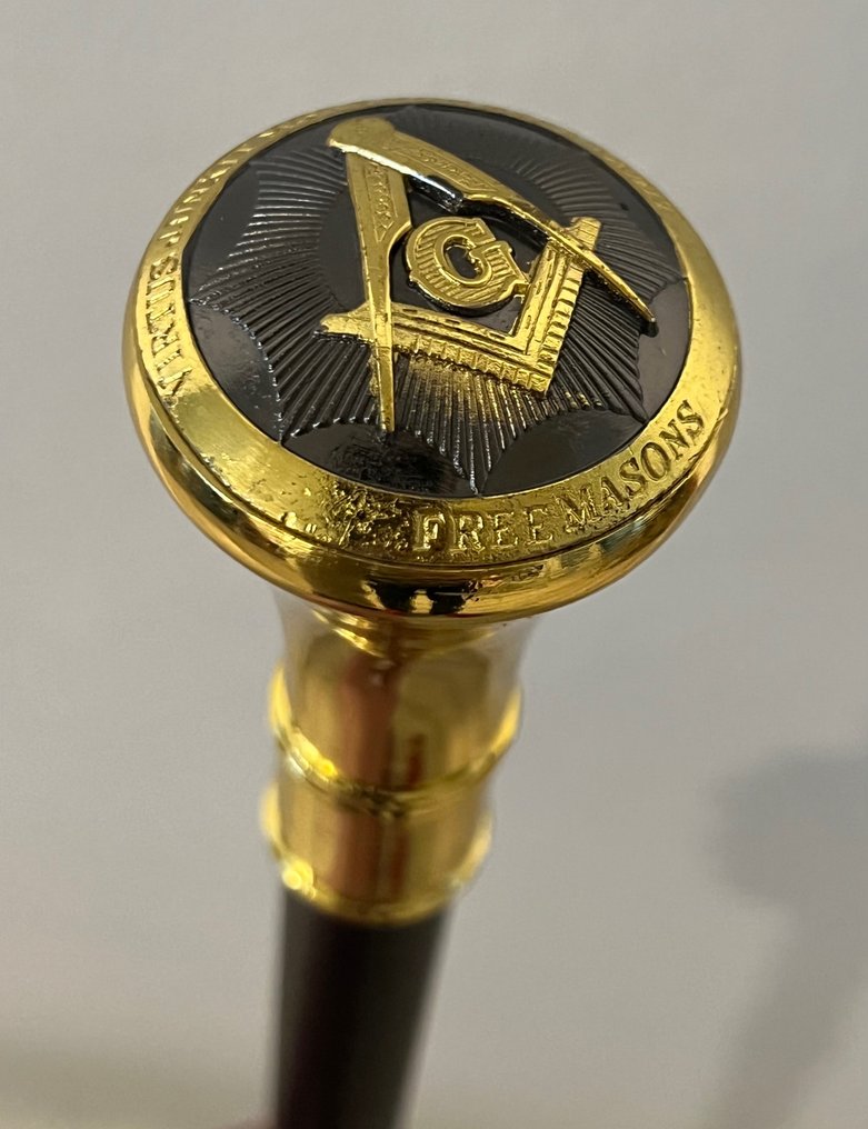 Beautiful Masonic walking Cane “Virtus Junior Mors non Separabit” Cane Golden bronze Catawiki