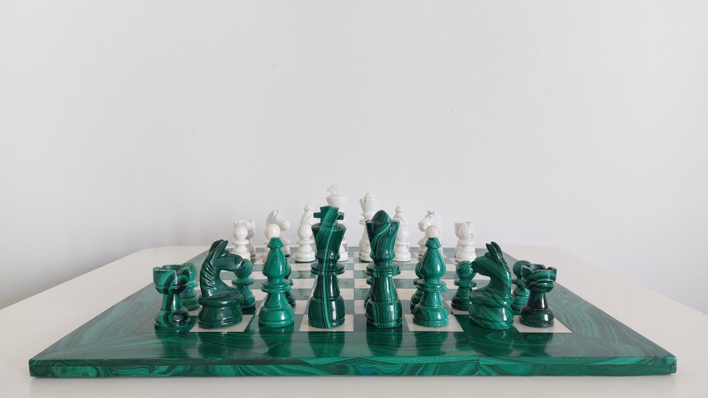 Chess set - Grande taille - Malachite et marbre blanc – Roi - Catawiki