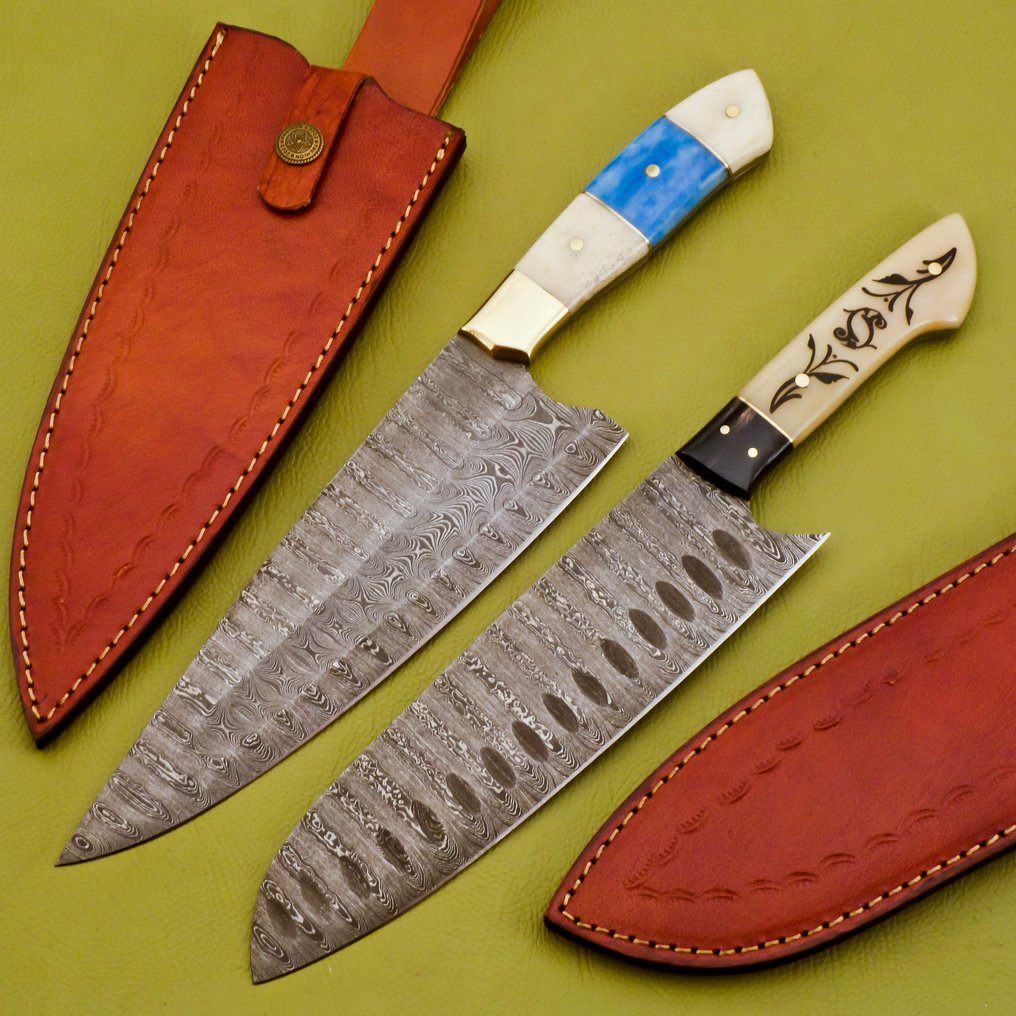 Handmade Kitchen Knives, Razor Sharp (2) Bone, Brass, Catawiki