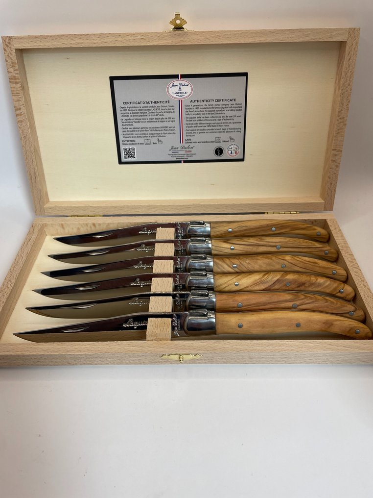 Laguiole Jean Dubost® Table knife set Olive wood artisanal steak