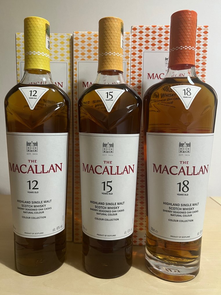Macallan - Colour Collection 18yo, 15yo, 12yo - Original bottling ...