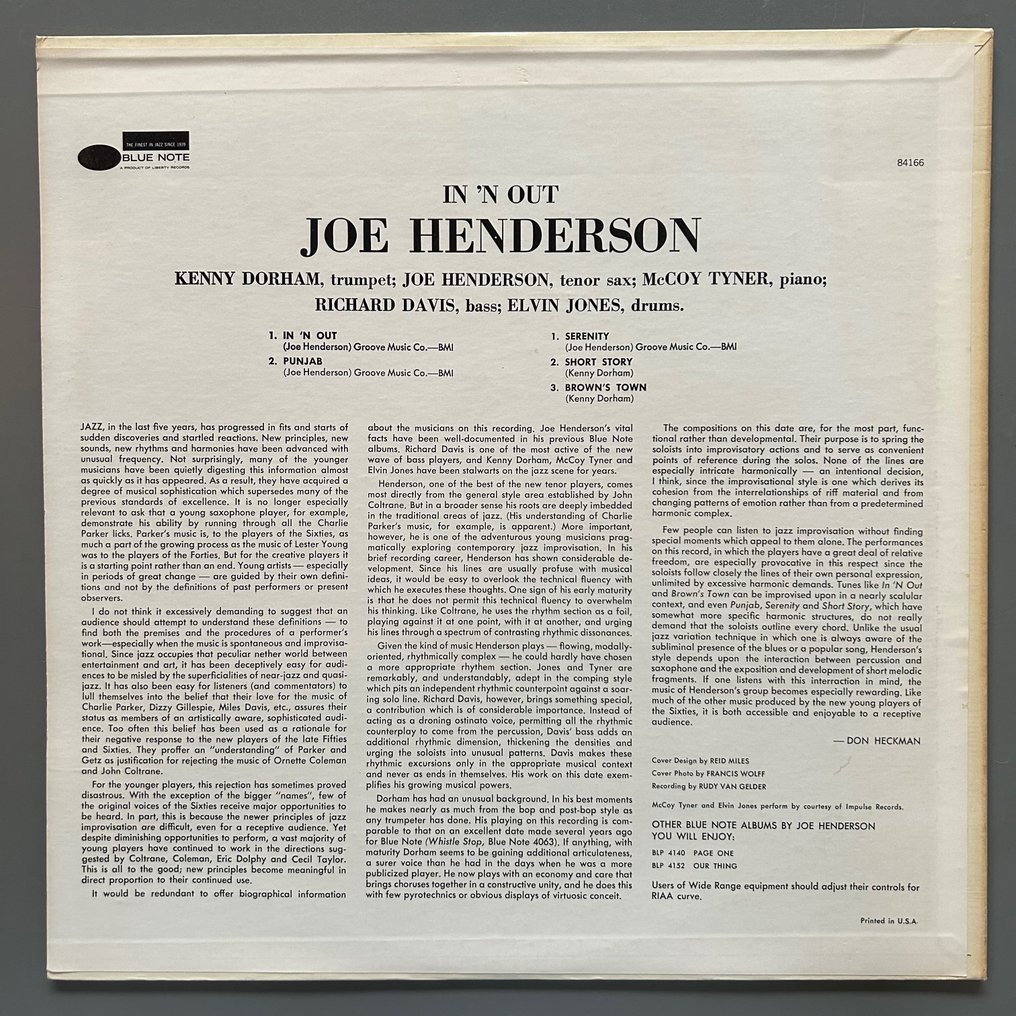 Joe Henderson - In N Out - LP Album - 1967/1967 - Catawiki