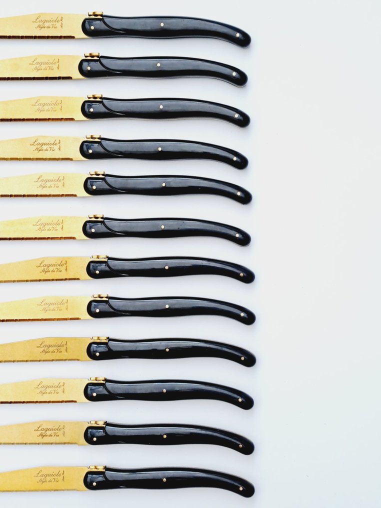 Laguiole 12x Steak Knives Gold style de Table knife set (12) Steel (stainless) Catawiki