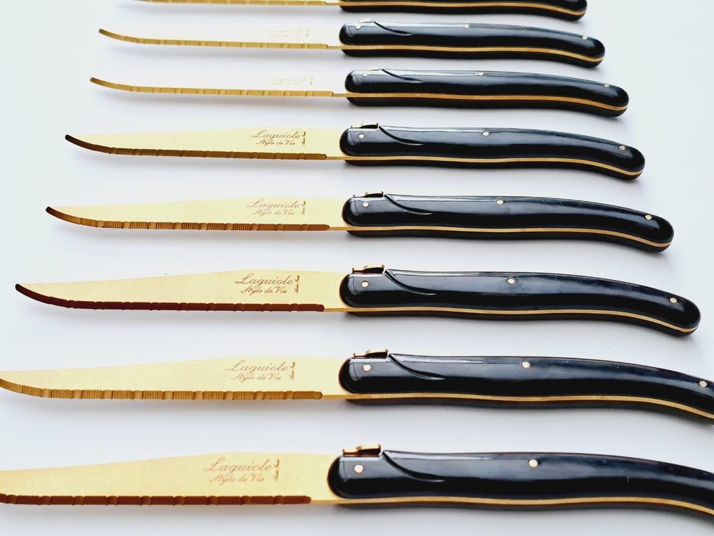 Laguiole 12x Steak Knives Gold style de Table knife set (12) Steel (stainless) Catawiki