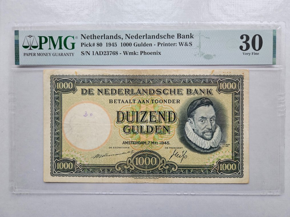 Netherlands 1000 Gulden 1945 Pick 80 annotation Catawiki