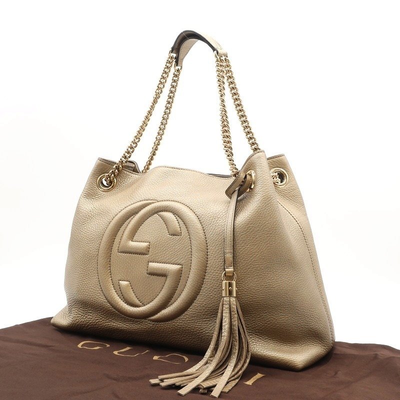 Gucci Metallic Gold Leather Soho Disco Crossbody Bag