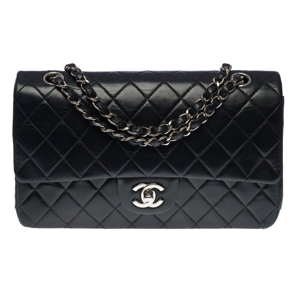 Chanel Gold Patent Striated Medium Classic Flap Bag For Sale at 1stDibs