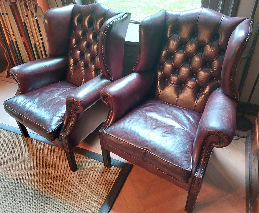 Edinburgh Armchair (2) Clubzetel Edinburgh Vintage Leather, Birch