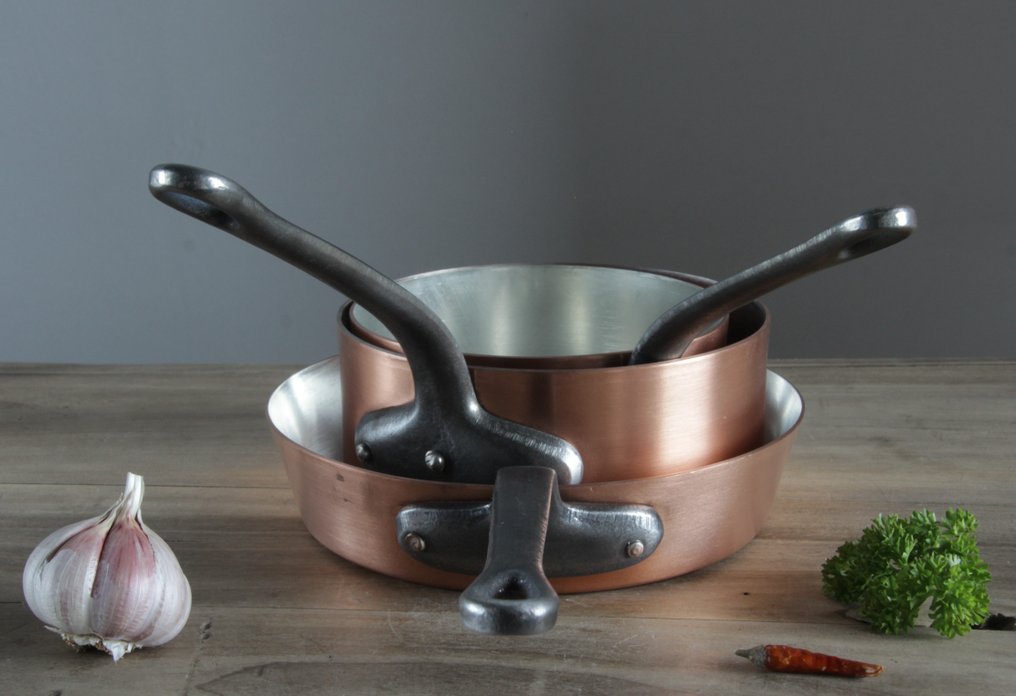 Casserole (3) Cuivre, Étain, Fer (fonte/fer Catawiki