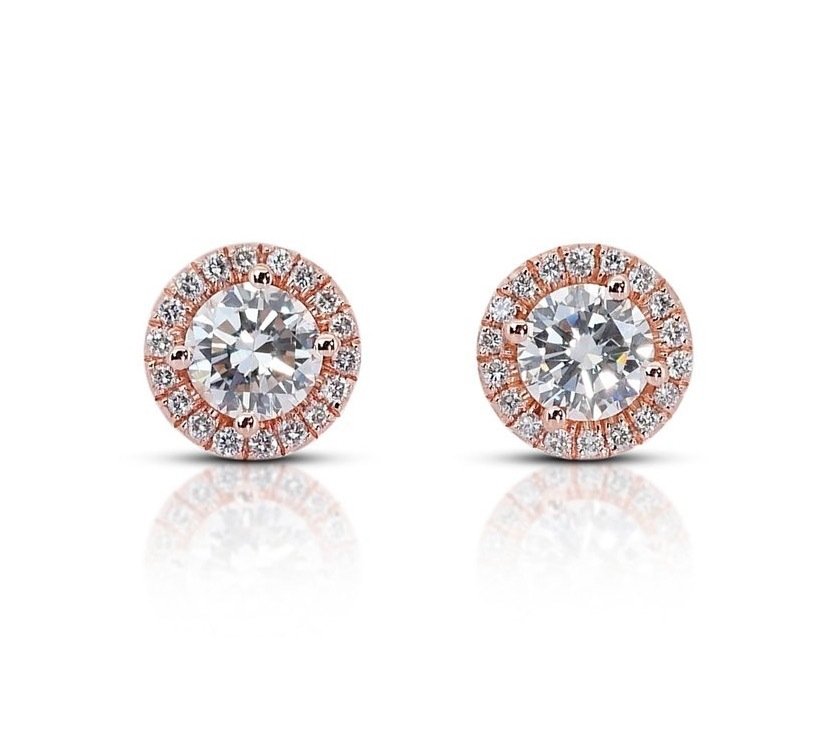 IGI Certifcate - 1.40 total carat of natural diamonds - 18 carati Oro rosa - Orecchini - 1.20 ct Diamante #1.1