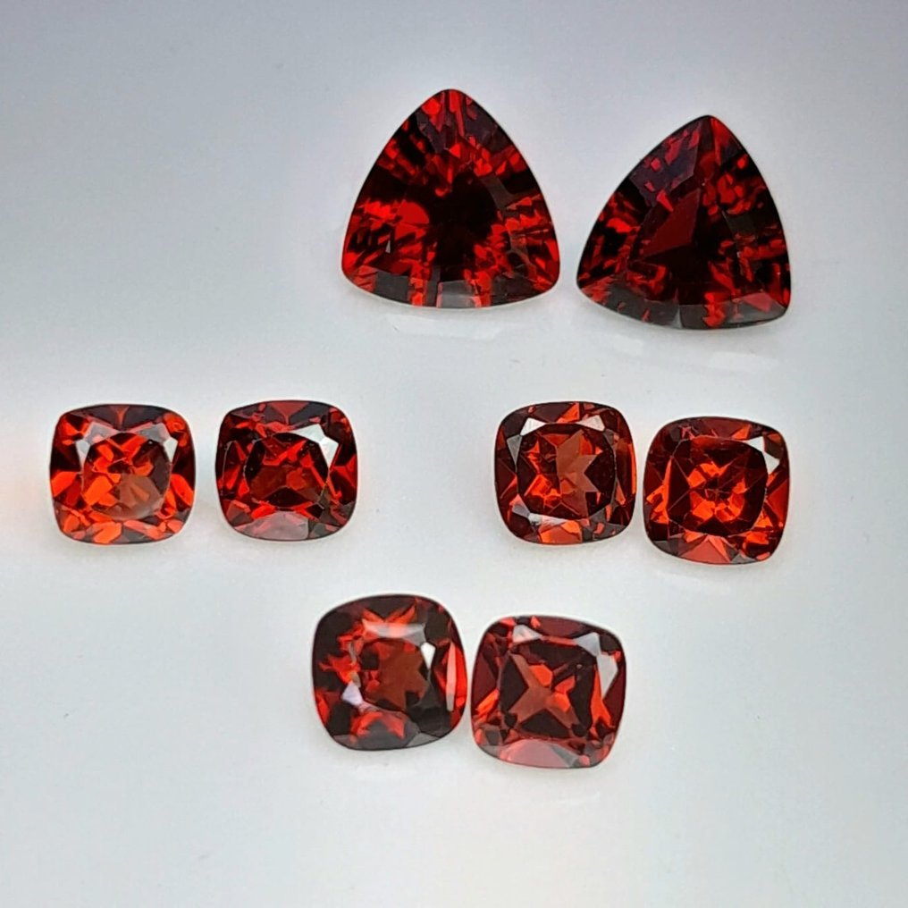 8 pcs Red Garnet - 8.60 - Catawiki