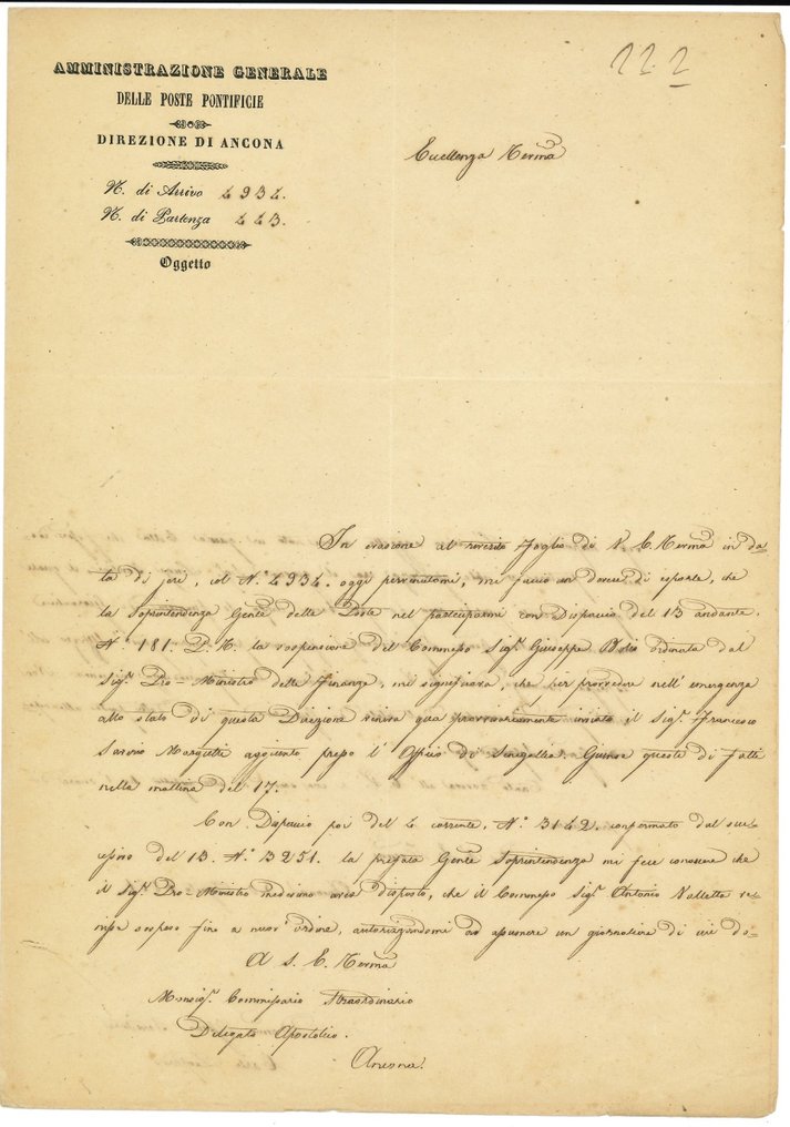 Carlo Leopardi fratello di Leopardi Manuscript with Autograph