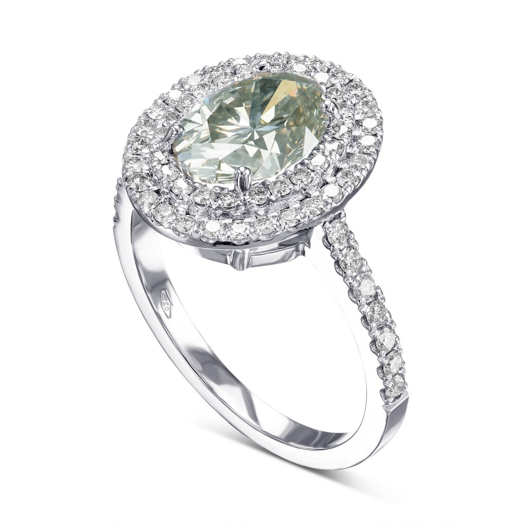 VS 3 03cttw Greenish Yellow Oval Halo Diamonds 18 Kt White Gold vs-3-03cttw-greenish-yellow-oval-halo-diamonds-18-kt-white-gold