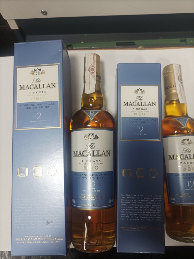 Macallan 12 years old - Fine Oak - Original bottling - 350ml, 500ml - 2 ...