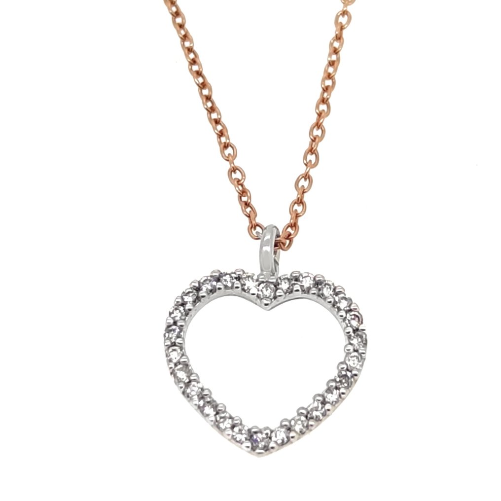 18 Kt Pink Gold White Gold Necklace With Pendant 0 14 Ct Diamond 18-kt-pink-gold-white-gold-necklace-with-pendant-0-14-ct-diamond