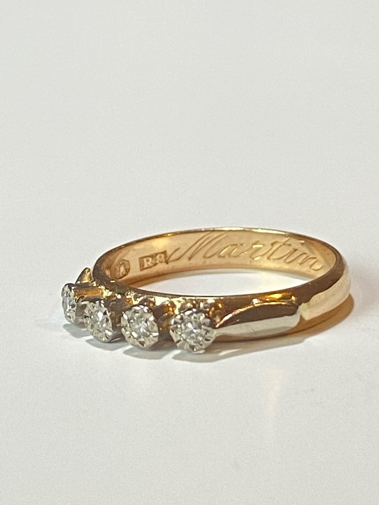 18 kt. Gold - Ring - 0.16 ct Diamond - Diamond - Catawiki