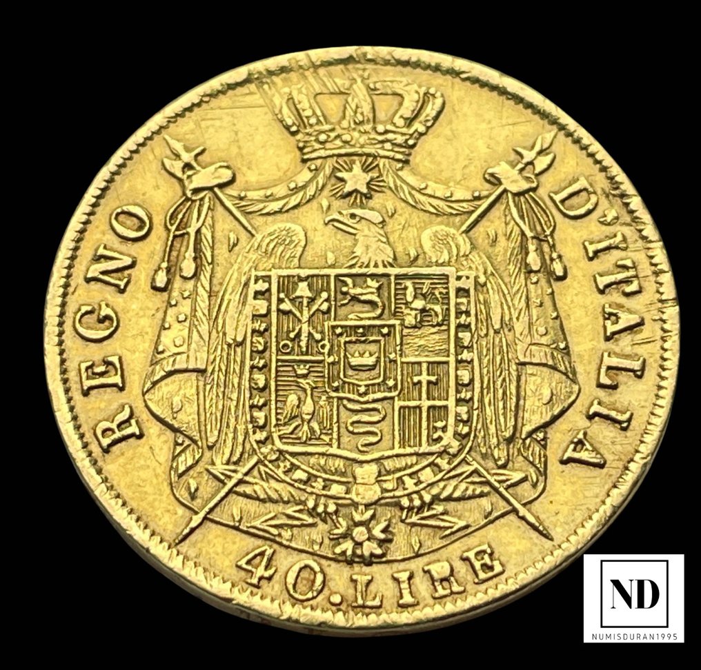 Italy. Napoleone I Re d'Italia (18051814). 40 Lire 1808 Milán