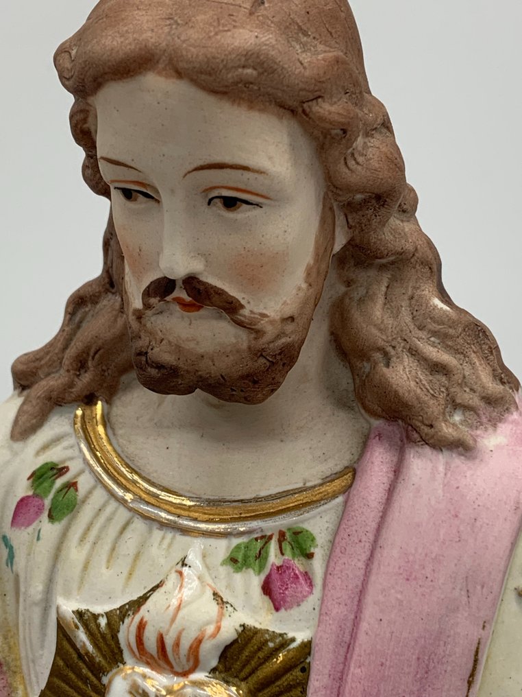 Figuur - Jezus - Heilige Hart - 37 cm - (1) - Meerkleurig bisquit ...