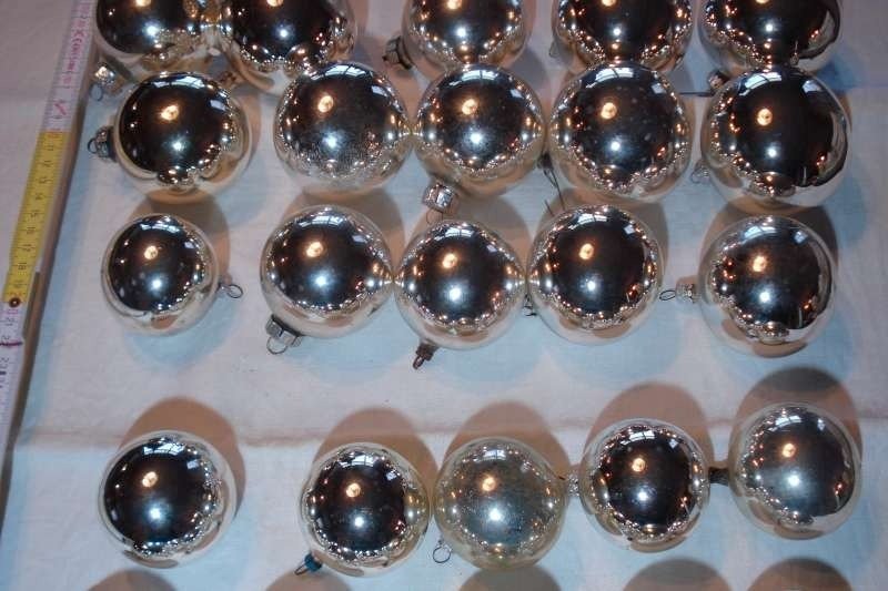 Kerstversieringen Lot van 46 vintage zilveren kleur, glazen