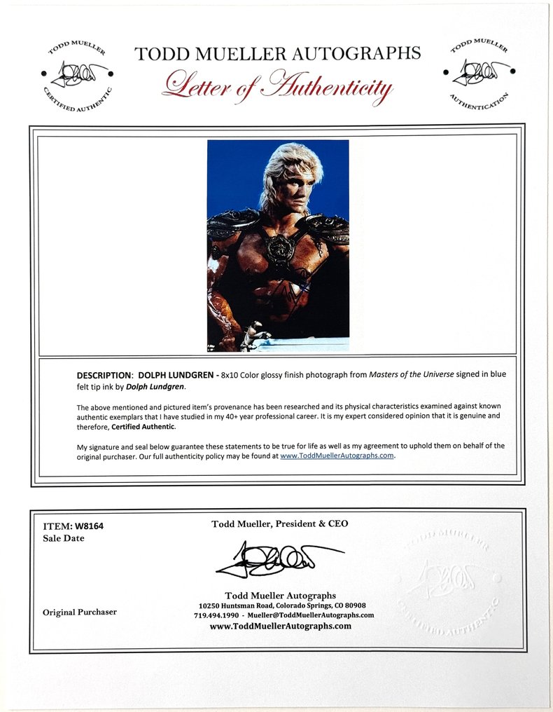 Dolph Lundgren As He Man Authentic Signed Photo From Masters Of The Universe 1987 Dolph Lundgren As He Man Authentic Signed Photo From Masters Of The Universe 1987