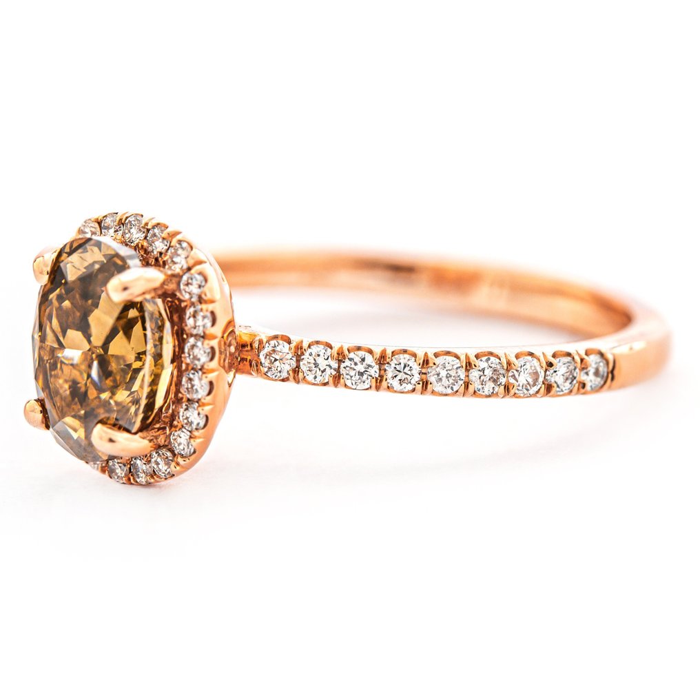 2.36 tcw Diamond Ring - 14 kt. Pink gold - Ring - 2.01 ct Diamond - 0. ...