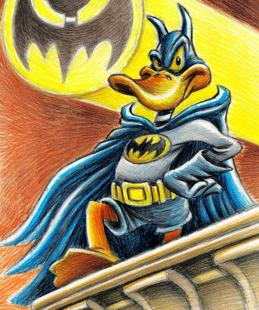 Joan Vizcarra Daffy Duck as Batman Hand Signed Fine Art Print