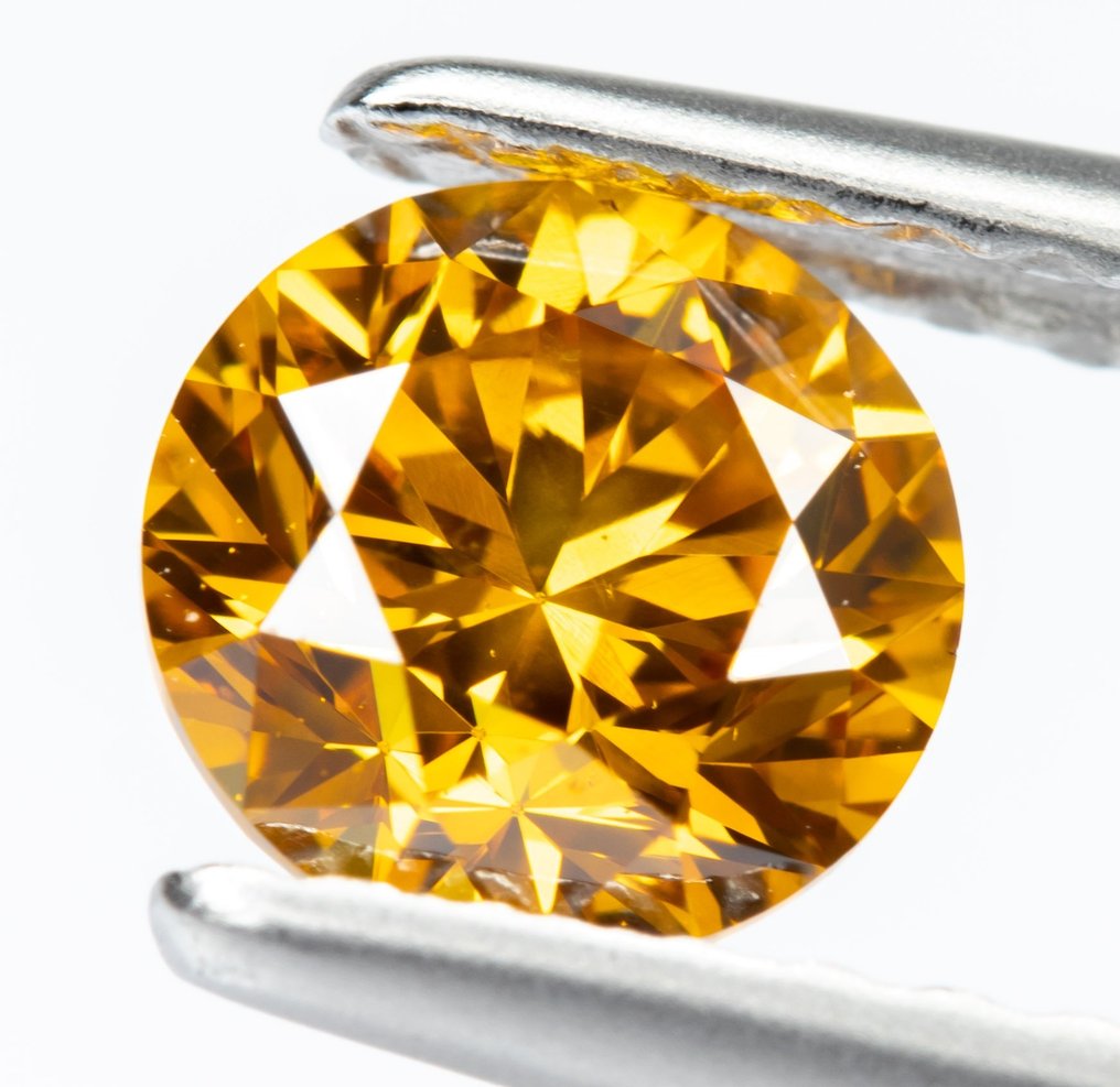 Diamond 0.63 ct Natural Fancy Vivid YellowOrange SI1 *NO RESERVE