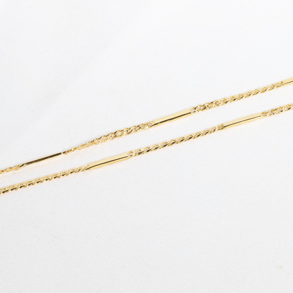 14K Yellow Gold Chain and Bar Necklace with Smooth Finish - 14 carats ...