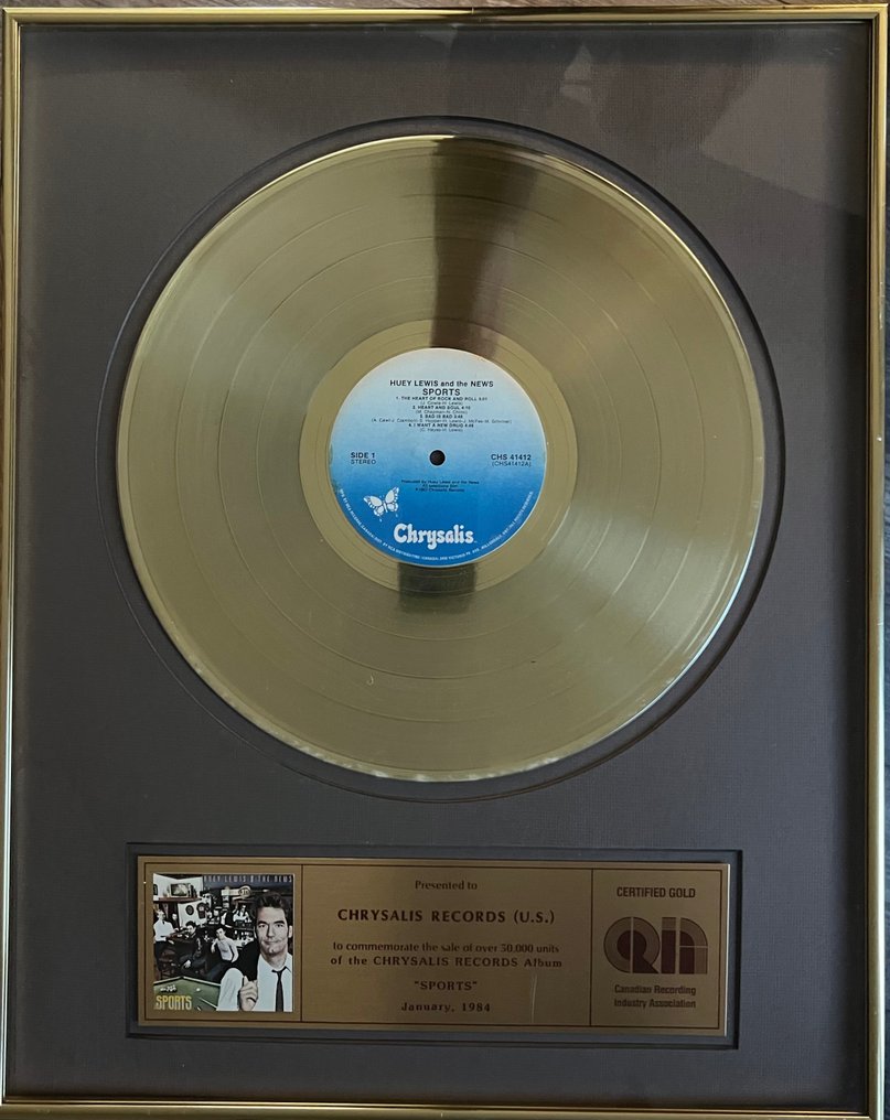 Huey & Lewis & the News Sports CRIA Gold Record Sales Award