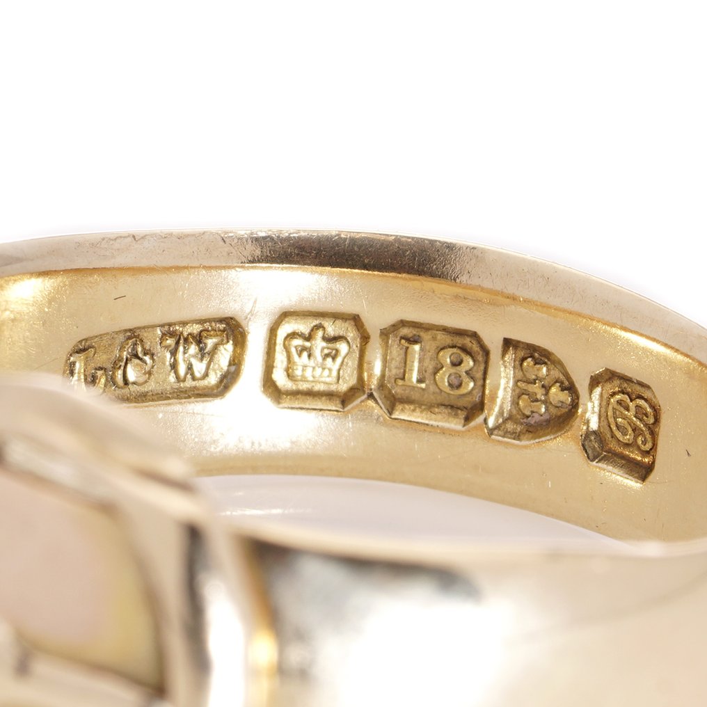 Edwardian belt buckle 18 kt. Gold Ring Diamond Catawiki