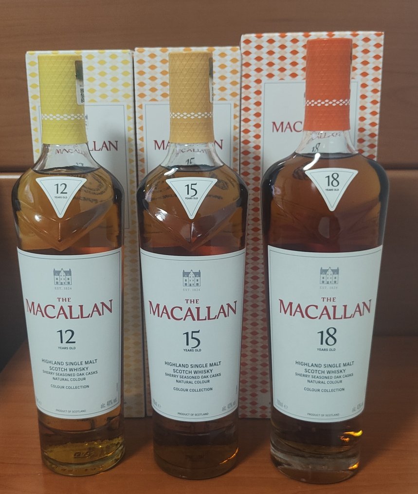 Macallan - 12yo, 15yo, 18yo Colour Edition - Original bottling - 700ml ...